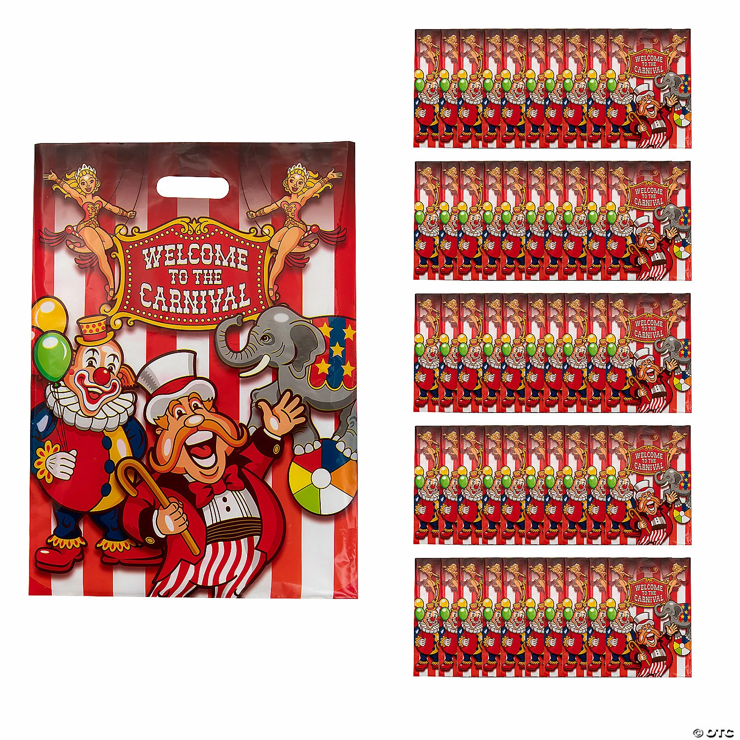 Wholesale π 12 1/2" x 17" Plastic Under the Big Top Treat Bags - 50 Pc. π 3 Wholesale π 12 1/2" x 17" Plastic Under the Big Top Treat Bags - 50 Pc. π