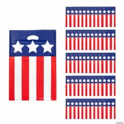 Promo ๐ 12" x 17" Plastic Patriotic Goody Bags - 50 Pc. ๐งจ