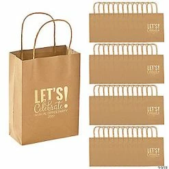Best deal 🧨 Medium Personalized Kraft Paper Party Print Gift Bags - 48 Pc. 😀