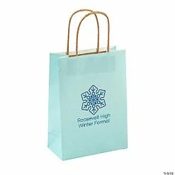Hot Sale 😉 Personalized Medium Light Blue Kraft Paper Gift Bags 🧨