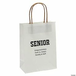 Outlet 👏 6 1/2" x 9" Personalized Medium White Seniors Kraft Paper Gift Bags - 48 Pc. 🎉