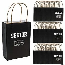 Best Pirce 🤩 6 1/2" x 9" Personalized Medium Black Seniors Kraft Paper Gift Bags - 48 Pc. ❤️