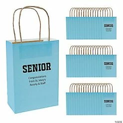 Discount 😍 6 1/2" x 9" Personalized Medium Light Blue Seniors Kraft Paper Gift Bags - 48 Pc. 👏