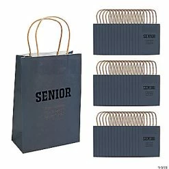 Wholesale 👏 6 1/2" x 9" Personalized Medium Navy Seniors Kraft Paper Gift Bags - 48 Pc. ✔️