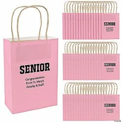 Budget 😉 6 1/2" x 9" Personalized Medium Pink Seniors Kraft Paper Gift Bags - 48 Pc. ⌛
