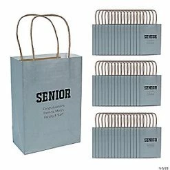 Buy 🔔 6 1/2" x 9" Personalized Medium Silver Seniors Kraft Paper Gift Bags - 48 Pc. ⌛