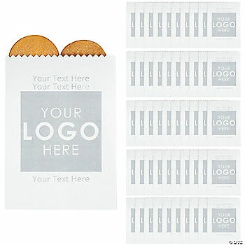 Wholesale π 5 1/2" x 8" Bulk Small Personalized Logo Paper Treat Bags - 50 Pc. π 3 Wholesale π 5 1/2" x 8" Bulk Small Personalized Logo Paper Treat Bags - 50 Pc. π