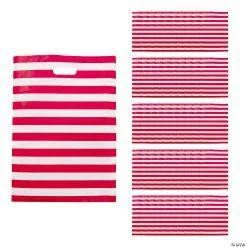 Brand new ✨ 17" x 12" Red & White Striped Plastic Treat Bags - 50 Pc. 💯