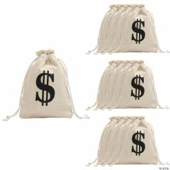 Best Sale 😍 5" x 7" Money Polycotton Drawstring Bags - 12 Pc. 🛒