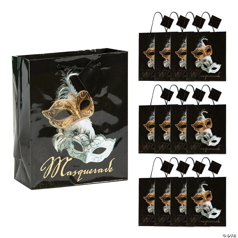 Budget β€οΈ 7 1/4" x 9" Medium Masquerade Ball Gift Bags with Tags - 12 Pc. π 3 Budget β€οΈ 7 1/4" x 9" Medium Masquerade Ball Gift Bags with Tags - 12 Pc. π