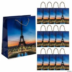 Promo π₯° 7 1/4" x 9" Medium Paris Paper Gift Bags - 12 Pc. π