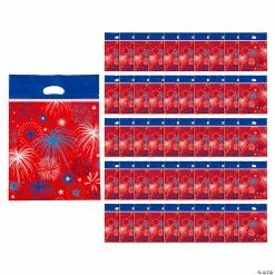 Best reviews of ✨ Bulk 12 1/2" x 17" Patriotic Burst Parade Plastic Goody Bags - 50 Pc. 💯