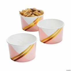 Buy 🎉 Pink & Gold Foil Stripe Snack Paper Bowls - 12 Pc. ⌛