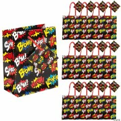 Buy 🔔 Small Superhero Paper Gift Bags with Tags - 12 Pc. 🥰